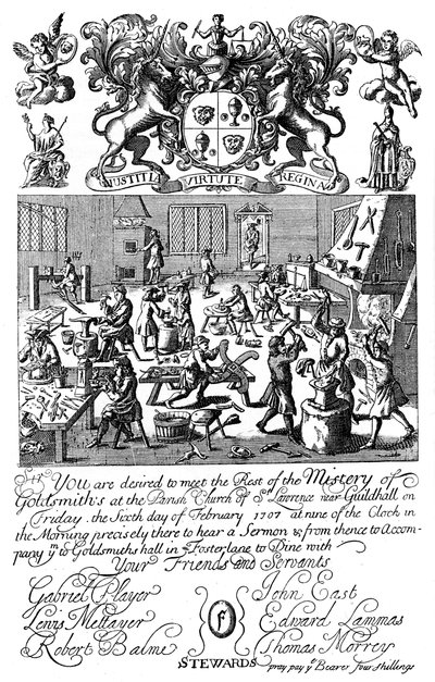 Invitasjon til et møte i Goldsmiths Company, 1707, 1894 av Unbekannt