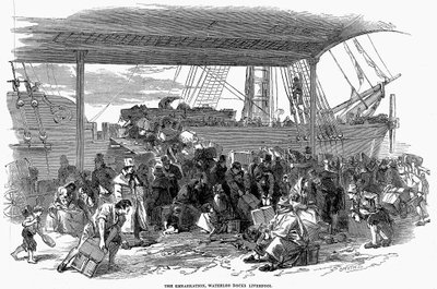 Irske emigranter på vei til Amerika ved Waterloo Docks, Liverpool, 1850 av Unbekannt