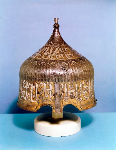 Jernhjelm med kalligrafisk sølvdekorasjon, tyrkisk Mamluk, 1400-tallet av Unbekannt