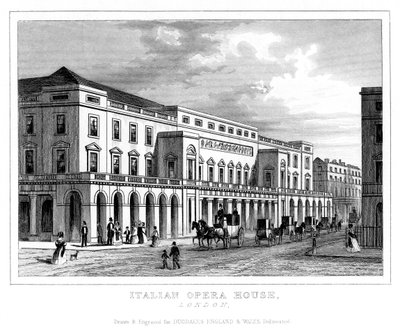 Italian Opera House, Haymarket, Westminster, London, sent på 1700-tallet - tidlig på 1800-tallet av Unbekannt