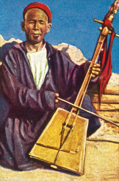 Omreisende musiker, Mongolia, c1928. av Unbekannt