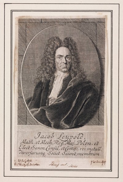 Jacob Leupold, tysk fysiker og maskiningeniør, ca 1700 av Unbekannt