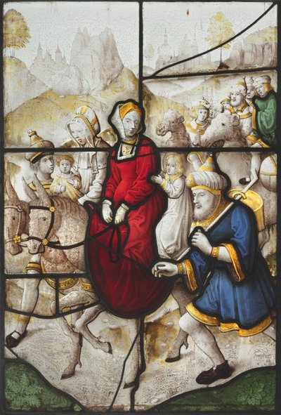 Jakob vender tilbake til Kanaan med Rachael og Lea forfulgt av Laban, ca. 1525. av Unbekannt