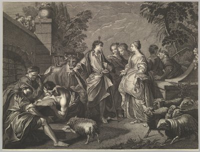 Jakob ankommer Mesopotamia, 1700-tallet. av Unbekannt