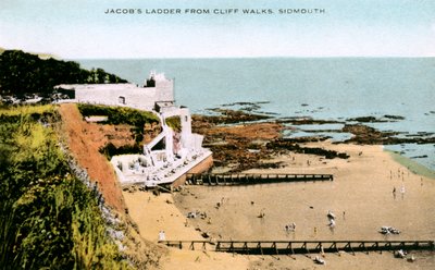 Jacobs Ladder, sett fra Cliff Walks, Sidmouth, Devon, tidlig på 1900-tallet av Unbekannt