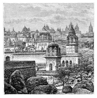 Jaina-templer, Junagadh, Gujarat, India, 1895 av Unbekannt