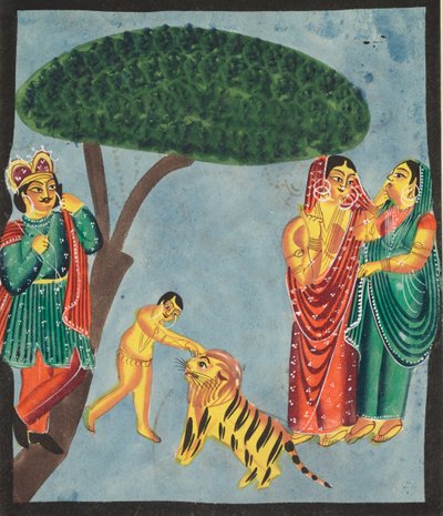 Jatayu Rama Mytisk fugl hindrer Ravanas vogn, prøver å forhindre bortføring av Sita, 1800-tallet. av Unbekannt