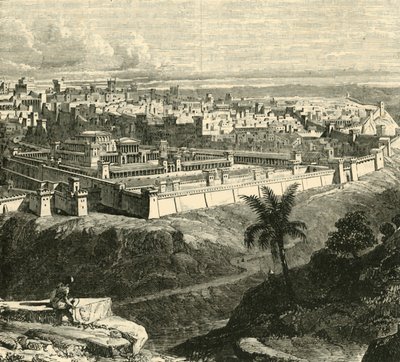 Jerusalem i Jesu Kristi tid, viser tempelet som restaurert av Herodes den store, 1890. av Unbekannt