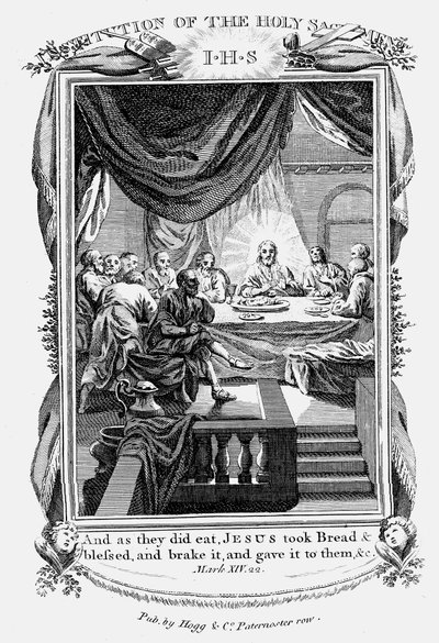 Jesus og hans disipler ved det siste måltid, ca 1804 av Unbekannt