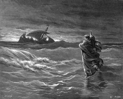 Jesus går på vannet, 1866 av Unbekannt