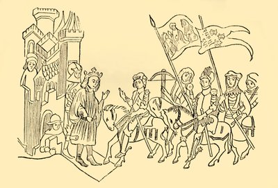 Jeanne d'Arc kommer til retten til den franske kongen, c1930. av Unbekannt