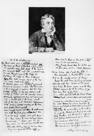 John Keats, engelsk poet, og hans Ode til en nattergal, 1819 1958 av Unbekannt