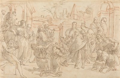 Joseph og hans bror i Egypt [verso], 1600-tallet. av Unbekannt