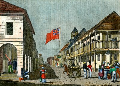 Krysset mellom Harbour Street og King Street, Kingston, Jamaica, c1835 av Unbekannt