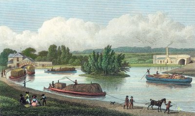 Junction of Regents Canal ved Paddington Basin, London, 1828 av Unbekannt
