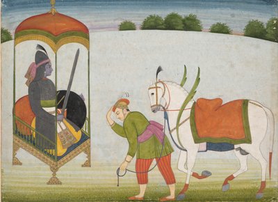 Kalki Avatar, den fremtidige inkarnasjonen av Vishnu: Side fra et spredt manuskript, ca. 1760-70. av Unbekannt