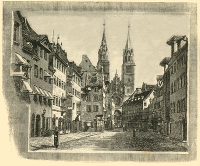 Karolinen-Strasse og St. Lawrence-kirken, Nürnberg, 1890. av Unbekannt