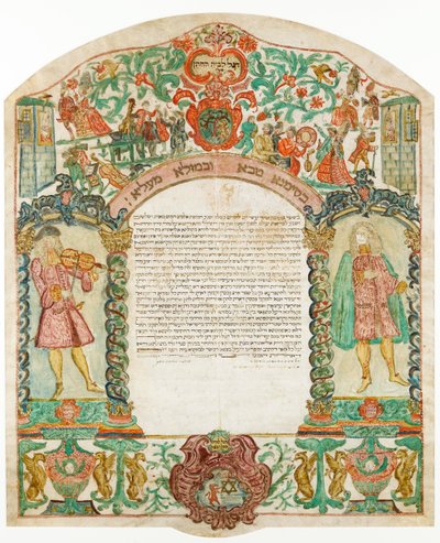 Ketubah jødisk ekteskapskontrakt, 1776 av Unbekannt