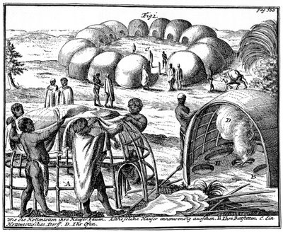 Khoikhoi hytter og kraal, Sør-Afrika, 1931 av Unbekannt