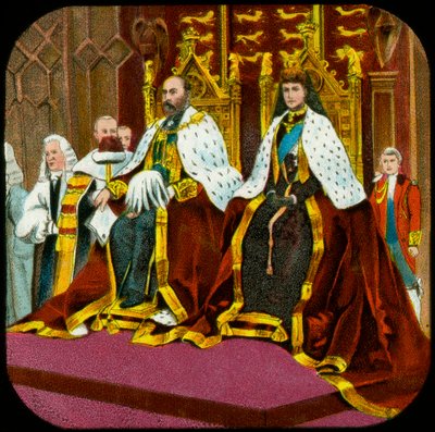 Kong Edward VII og dronning Alexandra, statsåpning av parlamentet, Westminster, c1902-1909 av Unbekannt