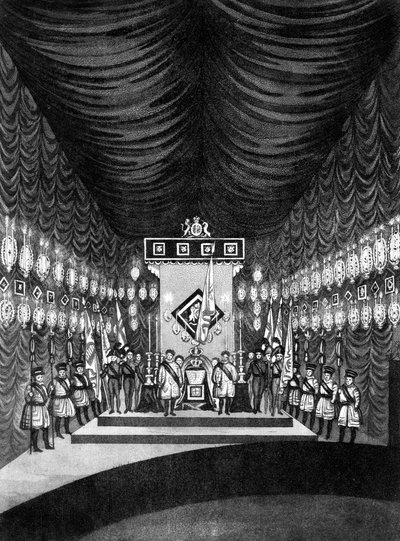 Kong George IV ligger i staten i Windsor Castle, 1830 av Unbekannt