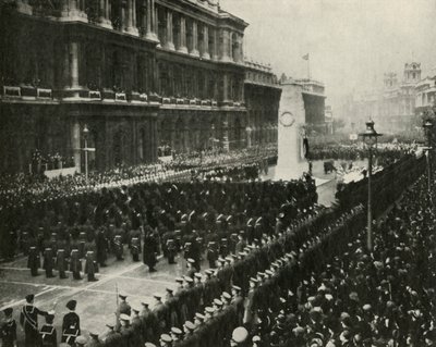 Kong George VI deltar på våpenvåpendagens seremoni ved Cenotaph, Whitehall, 11. november 1936, 1937. av Unbekannt