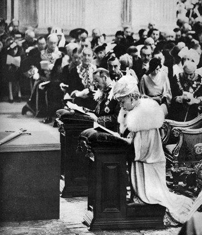 King George V og Queen Mary i St Pauls Cathedral, Silver Jubilee-takkefest, 1935 av Unbekannt
