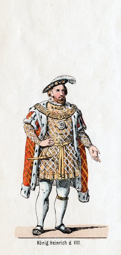 Kong Henry VIII av England, kostymedesign for Shakespeares skuespill, Henry VIII, 1800-tallet av Unbekannt