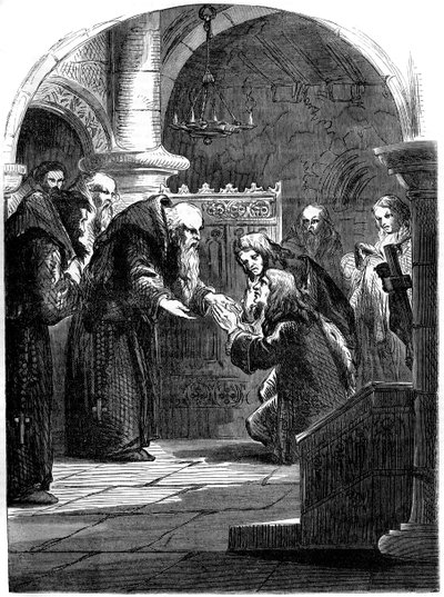 Kong James II av England 1633-1701 ved La Trappe Abbey, Orne, Frankrike, 1600-tallet 1800-tallet av Unbekannt