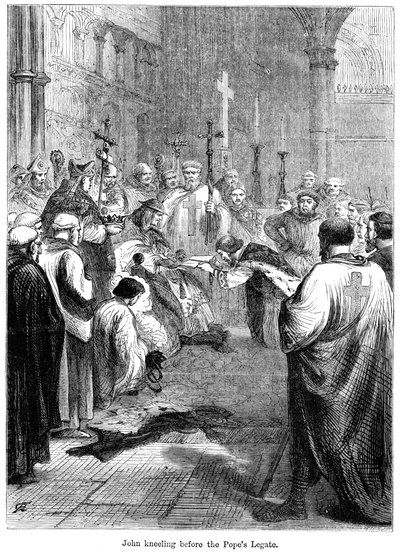 Kong Johannes 1167-1216 kneler foran pavenes legat, 1213 av Unbekannt