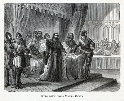 Kong John signerer Magna Carta, 1882 av Unbekannt