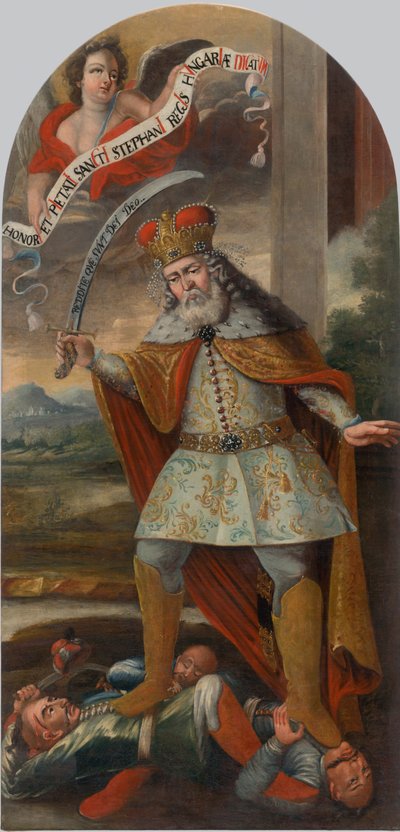 Kong Saint Stephen i kampen med tyrkerne, ca. 1718-1719. av Unbekannt