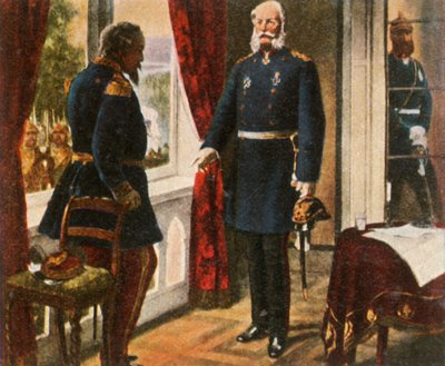 Kong Wilhelm og keiser Napoleon etter slaget ved Sedan, 2. september 1870, 1936. av Unbekannt