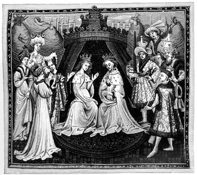 Konge, dronning og hoff, c1450, 1910 av Unbekannt