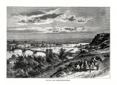 Koblenz og Ehrenbreitstein festning, Tyskland, 1879 av Unbekannt