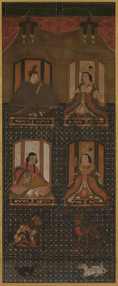 Koya Myojin Mandala av de fire gudene fra Koya-fjellet, 1500-tallet. av Unbekannt
