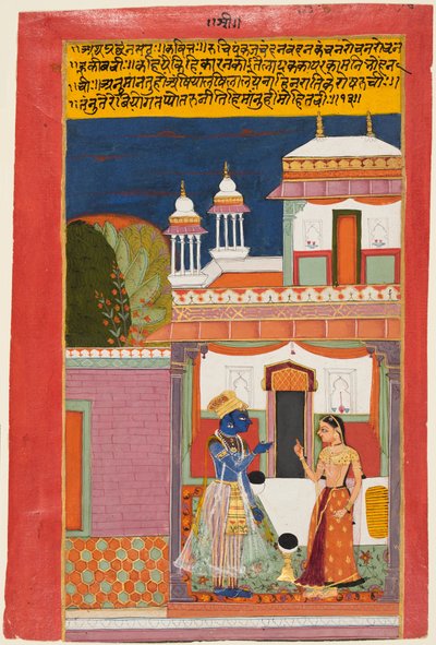 Krishna og Radha krangel, fra en Rasikapriya, ca. 1680. av Unbekannt