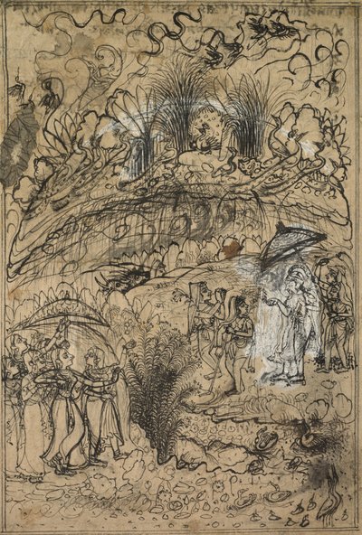 Krishna og Radha under matten. Govardhan, S. 1720. av Unbekannt