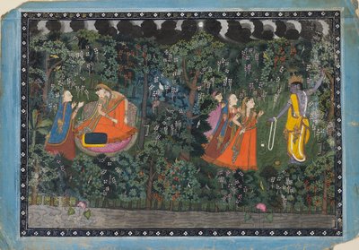 Krishna og Radha, c1850 av Unbekannt