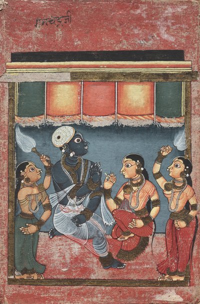 Krishna med Radha og Two Attendants recto, 1700-tallet. av Unbekannt