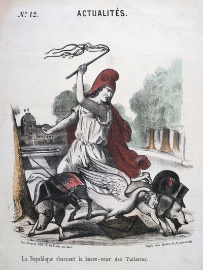 The Republic Chasing the Lower Court of the Tuilleries, allegorisk tegneserie, 1870-1871 av Unbekannt