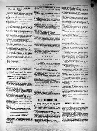 Avisen La Republique Sociale av 13. oktober 1881 av Unbekannt
