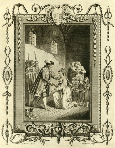 Lady Elizabeth Gray begjærte Edward IV for å gjenopprette landene hennes, 1461, 1783. av Unbekannt