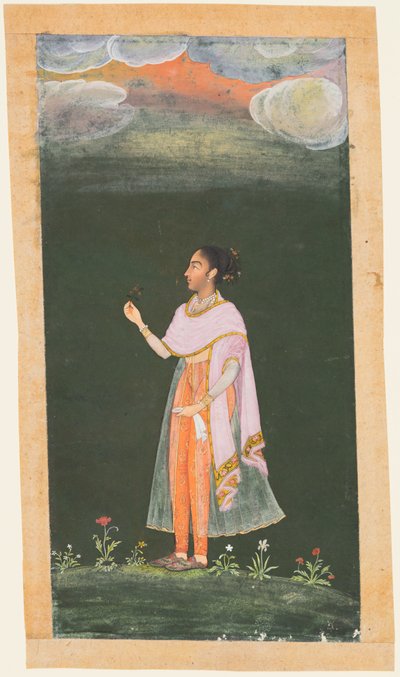 Dame holder en blomst, ca. 1670-80-tallet. av Unbekannt