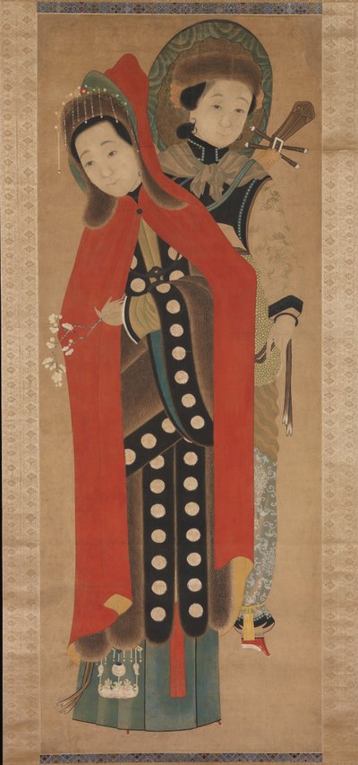Dame og ledsager, 1800-tallet. av Unbekannt