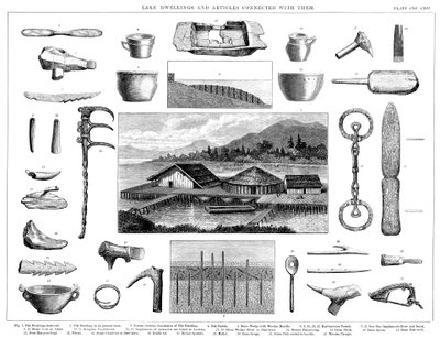 Innsjøboliger og tilhørende gjenstander fra Zürichsjøen, Sveits, 1888 av Unbekannt