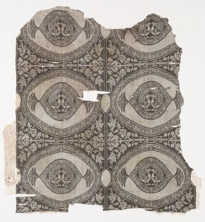 Lampas med konfronterende påfugler, 1660-1955. av Unbekannt