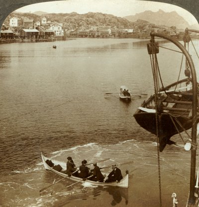 Landing fra en dampbåt i arktisk land, Svolvær, Lofoten, N. Norge, c1905. av Unbekannt