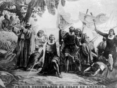 Landing av Columbus i Amerika, 1400-tallet, 1920-tallet av Unbekannt