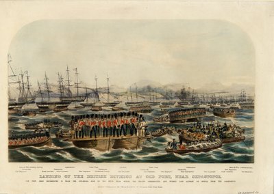 Landing av den britiske divisjonen ved Old Fort, nær Sevastopol, 1854 av Unbekannt